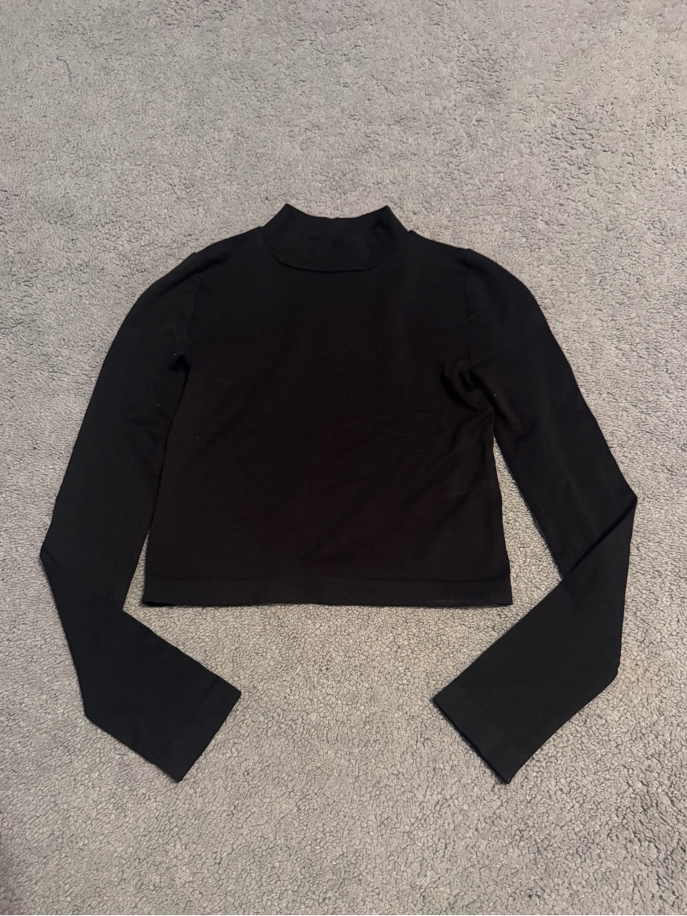 Black Cropped Long Sleeve Turtle Neck